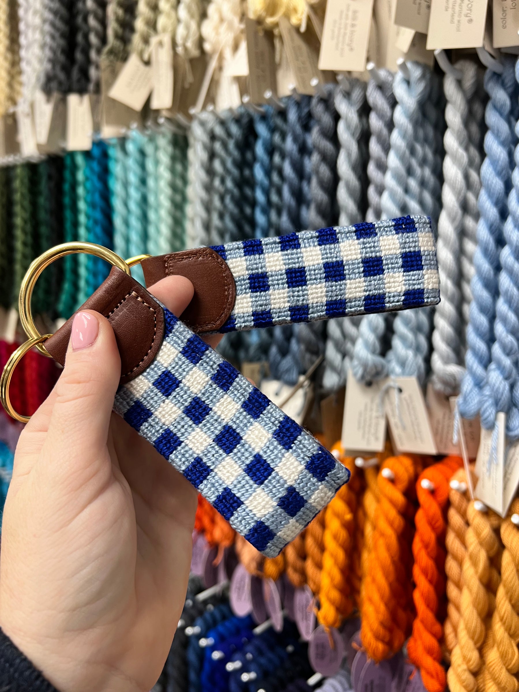 Large Gingham Key Fob